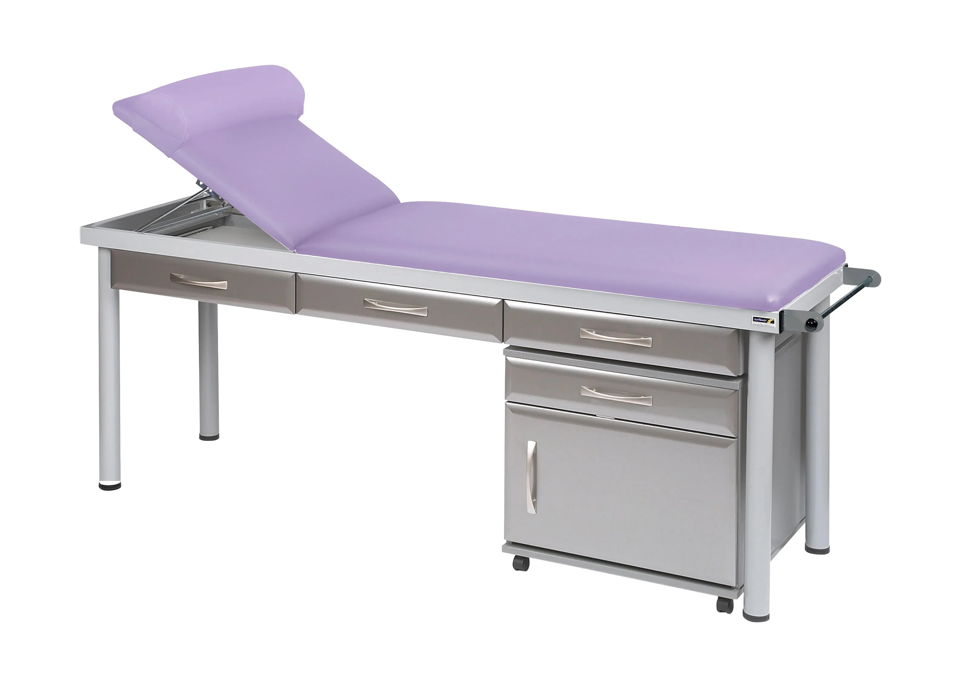 Sunflower - Practitioner Deluxe Examination Couch in Titanium Cabinet Finish, various vinyl colours