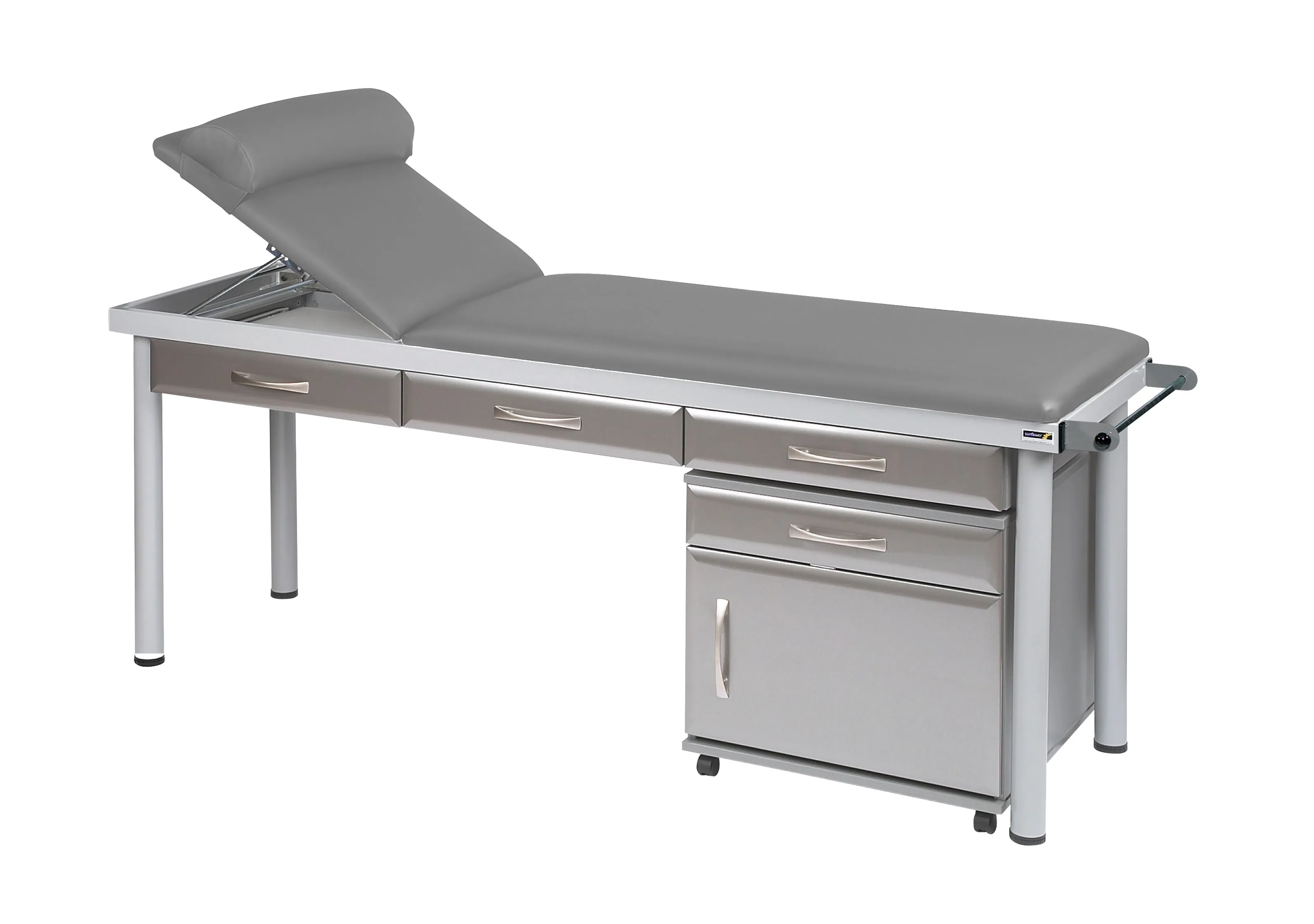 Sunflower - Practitioner Deluxe Examination Couch in Titanium Cabinet Finish, various vinyl colours