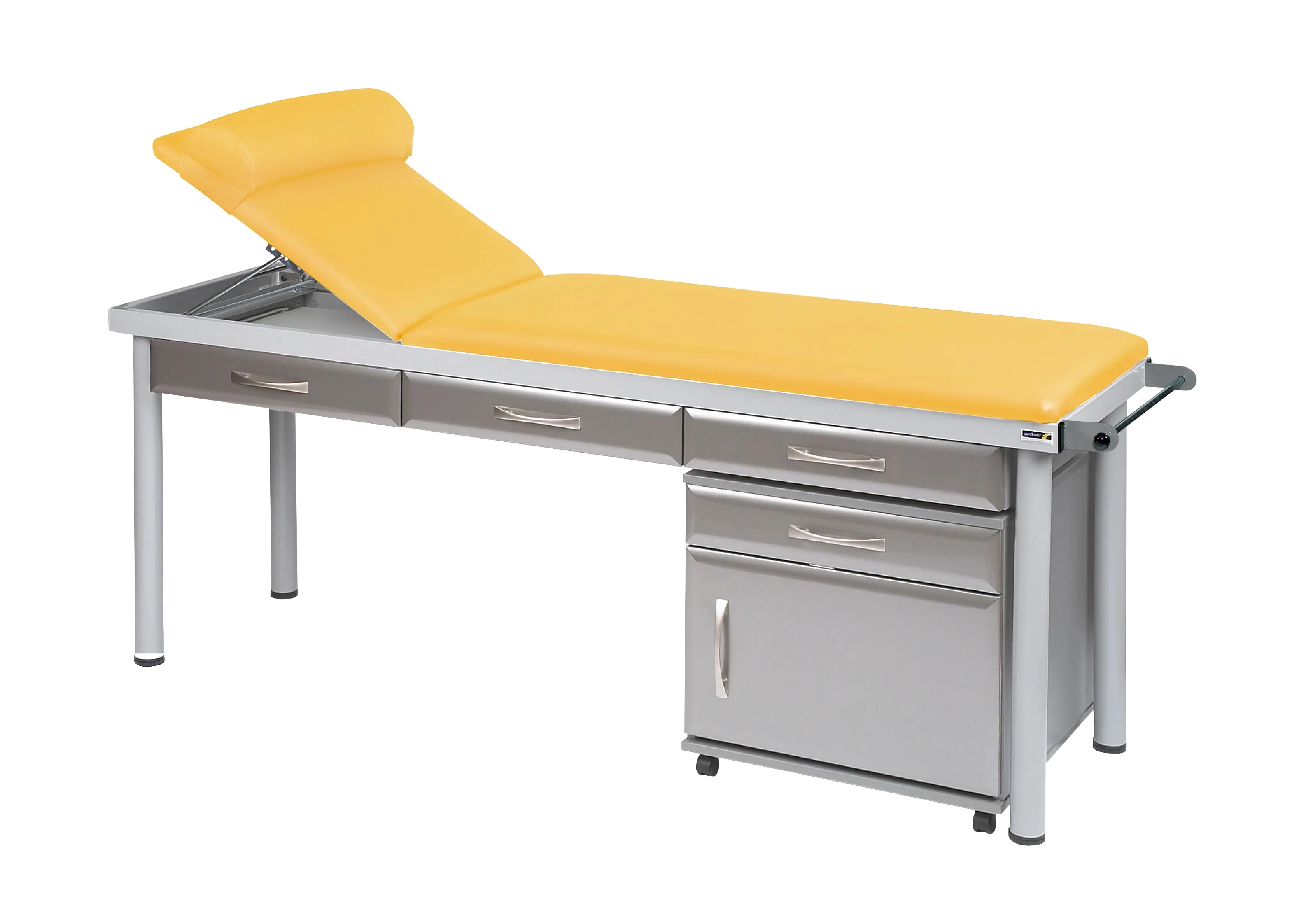 Sunflower - Practitioner Deluxe Examination Couch in Titanium Cabinet Finish, various vinyl colours