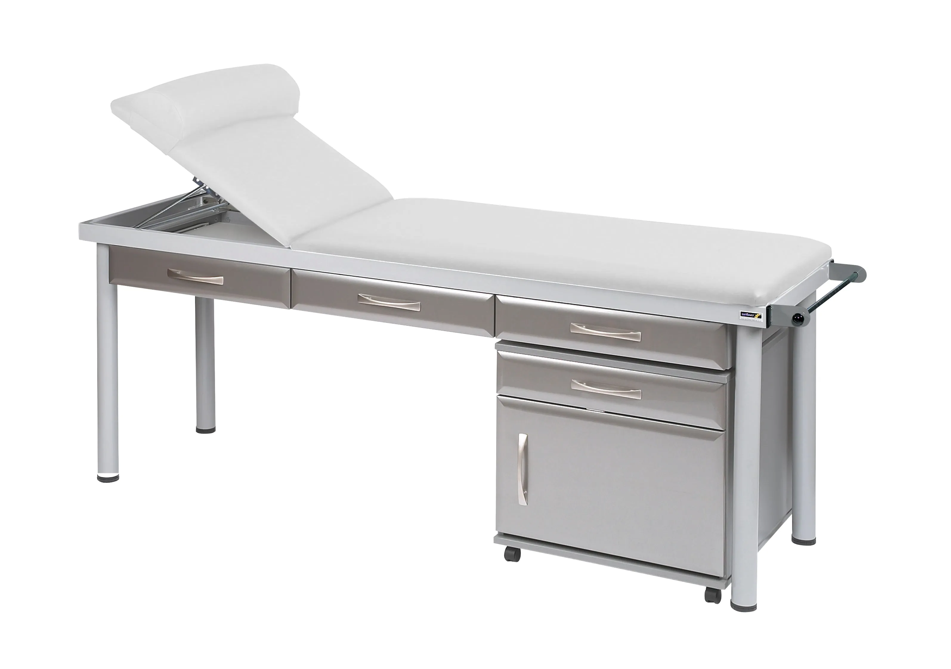 Sunflower - Practitioner Deluxe Examination Couch in Titanium Cabinet Finish, various vinyl colours