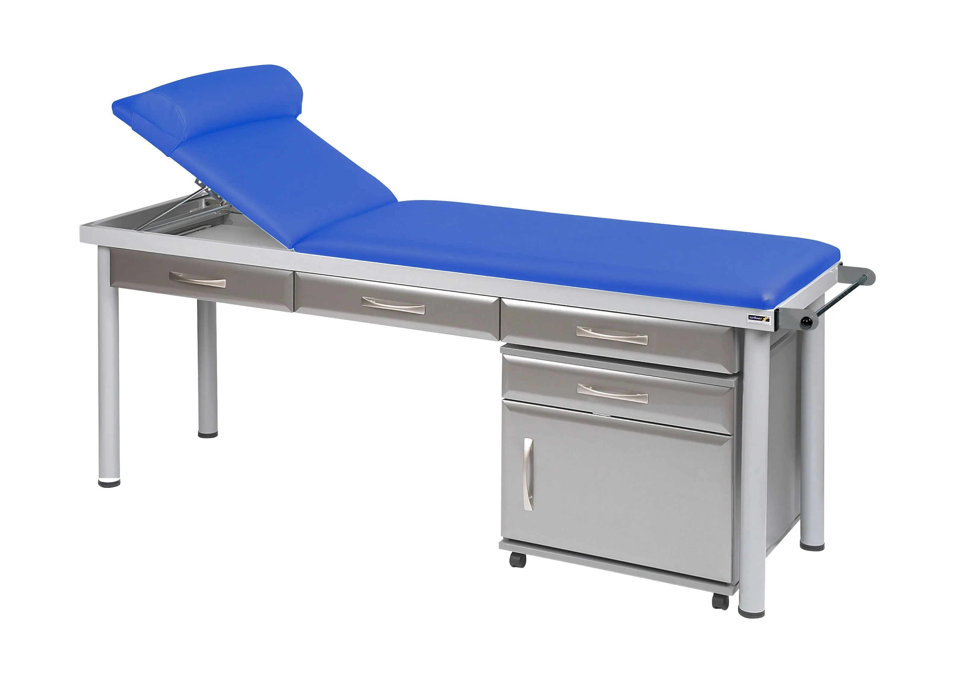 Sunflower - Practitioner Deluxe Examination Couch in Titanium Cabinet Finish, various vinyl colours