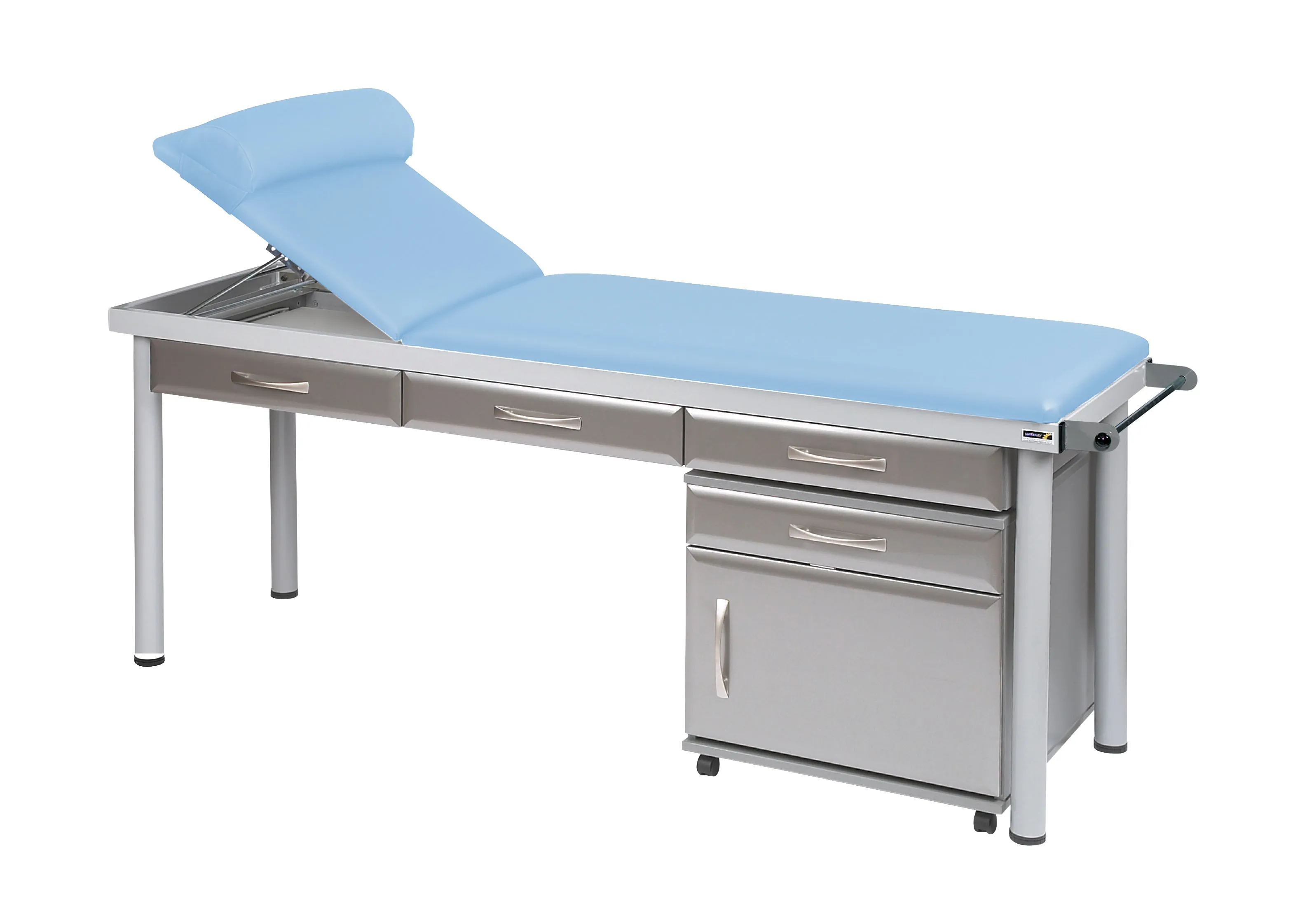 Sunflower - Practitioner Deluxe Examination Couch in Titanium Cabinet Finish, various vinyl colours