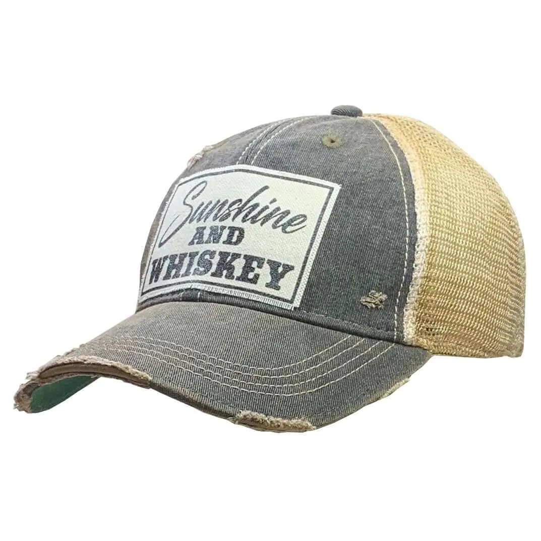 Sunshine & Whiskey Distressed Trucker Cap