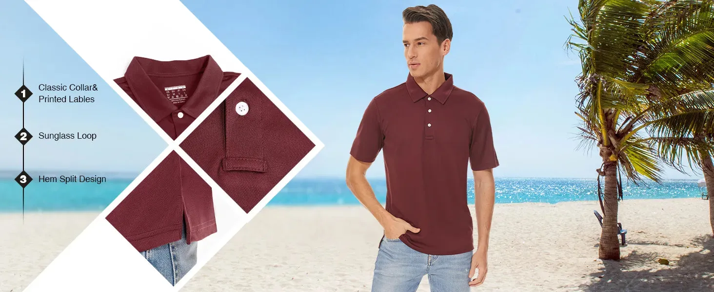 TACVASEN Summer Quick Dry Short Sleeve Polo Shirt