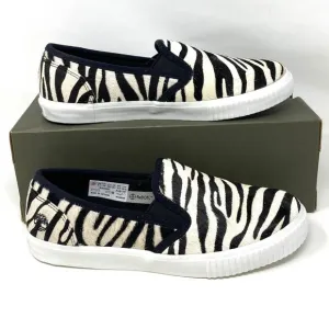 Timberland BX2 WOMEN SKYLA BAY SLIP ON ZEBRA LEATHER Black White TB 0A2GW6 BX2