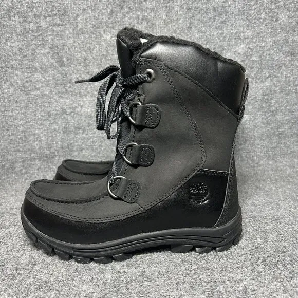 Timberland Chillberg Waterproof Boots Boys Size 2 Black Sherpa Lined