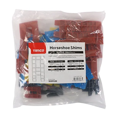 TIMCO Assorted Horseshoe Shims - 1.0, 3.0, 5.0, 6.0mm (100pcs)