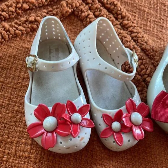 Two pairs of Mini Melissa PLAY condition shoes size 8 Mini Melissa