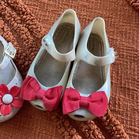 Two pairs of Mini Melissa PLAY condition shoes size 8 Mini Melissa