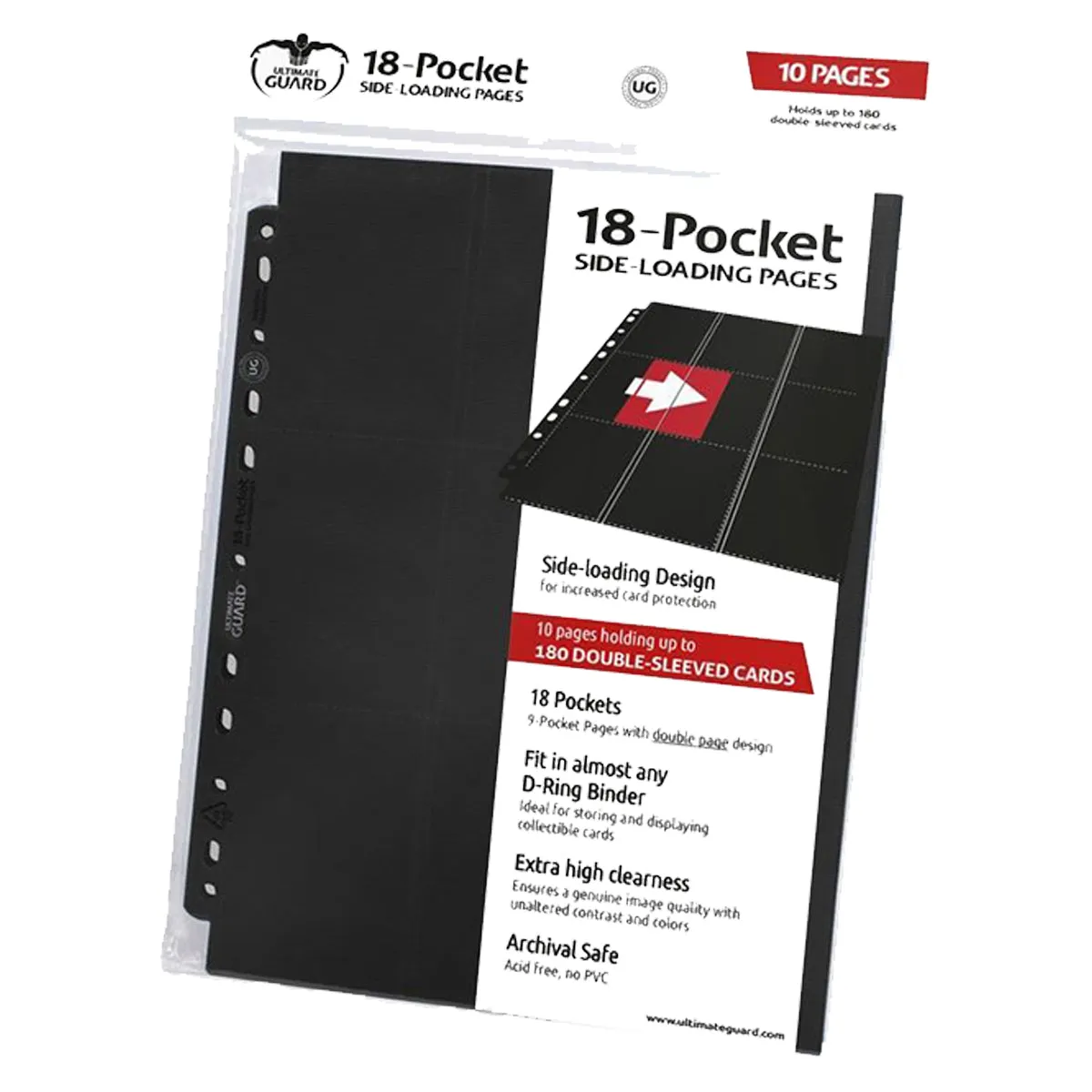 Ultimate Guard 18 Pocket Pages Side Loading Black 10ct