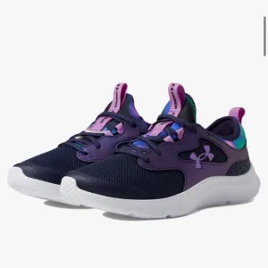 under armour girl’s shoes size 6 color midnight navy blue and lunar purple NWOT