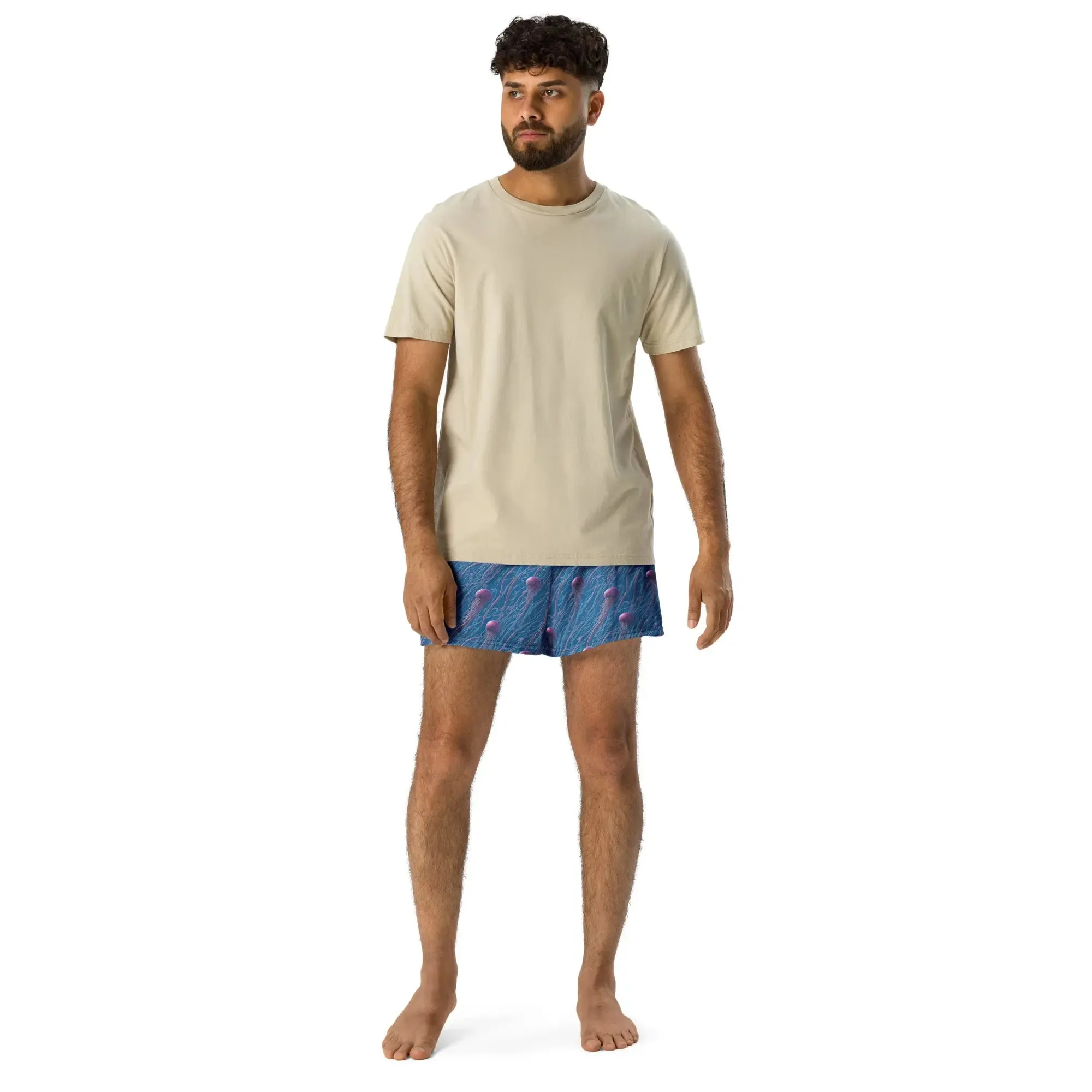 Unisex Athletic Shorts - Blue and Violet Jellyfishes