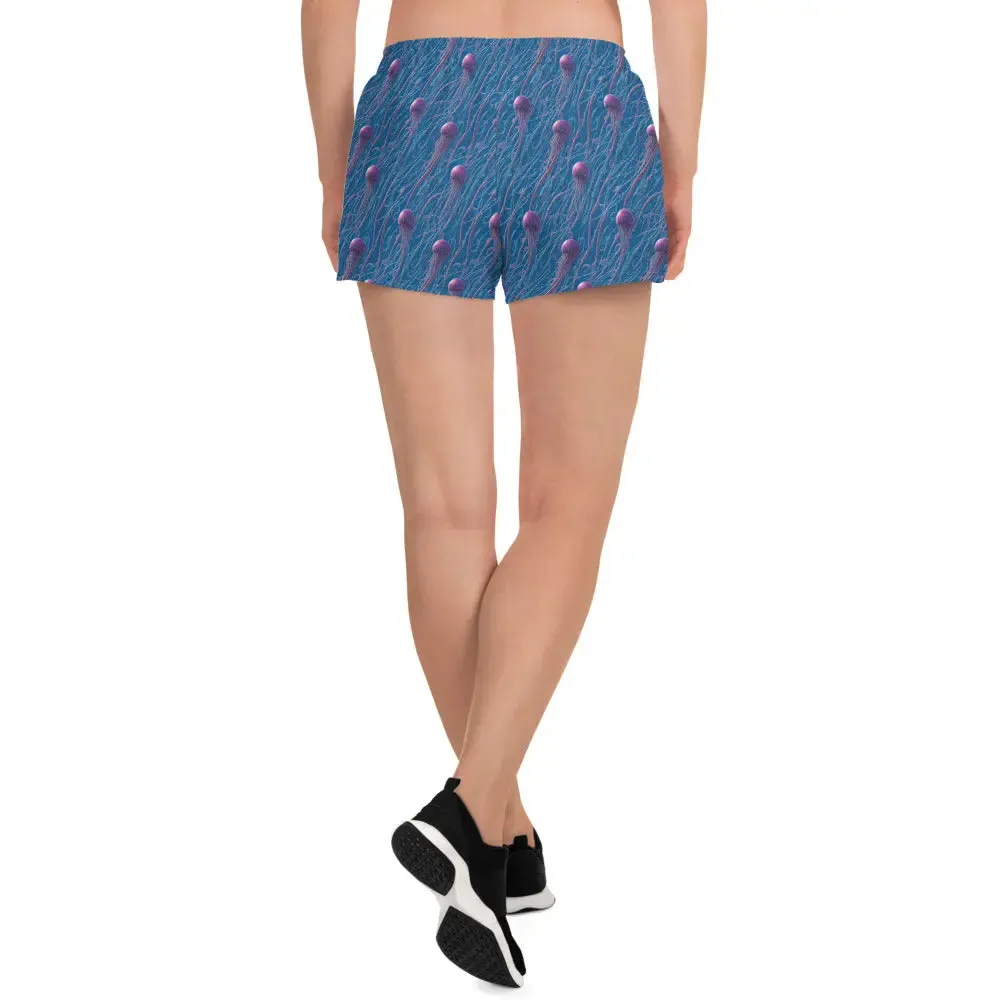 Unisex Athletic Shorts - Blue and Violet Jellyfishes