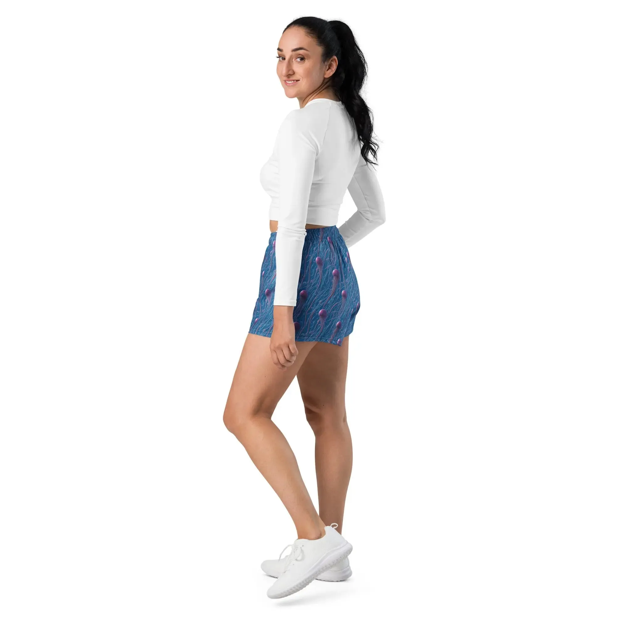 Unisex Athletic Shorts - Blue and Violet Jellyfishes
