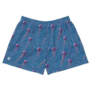 Unisex Athletic Shorts - Blue and Violet Jellyfishes