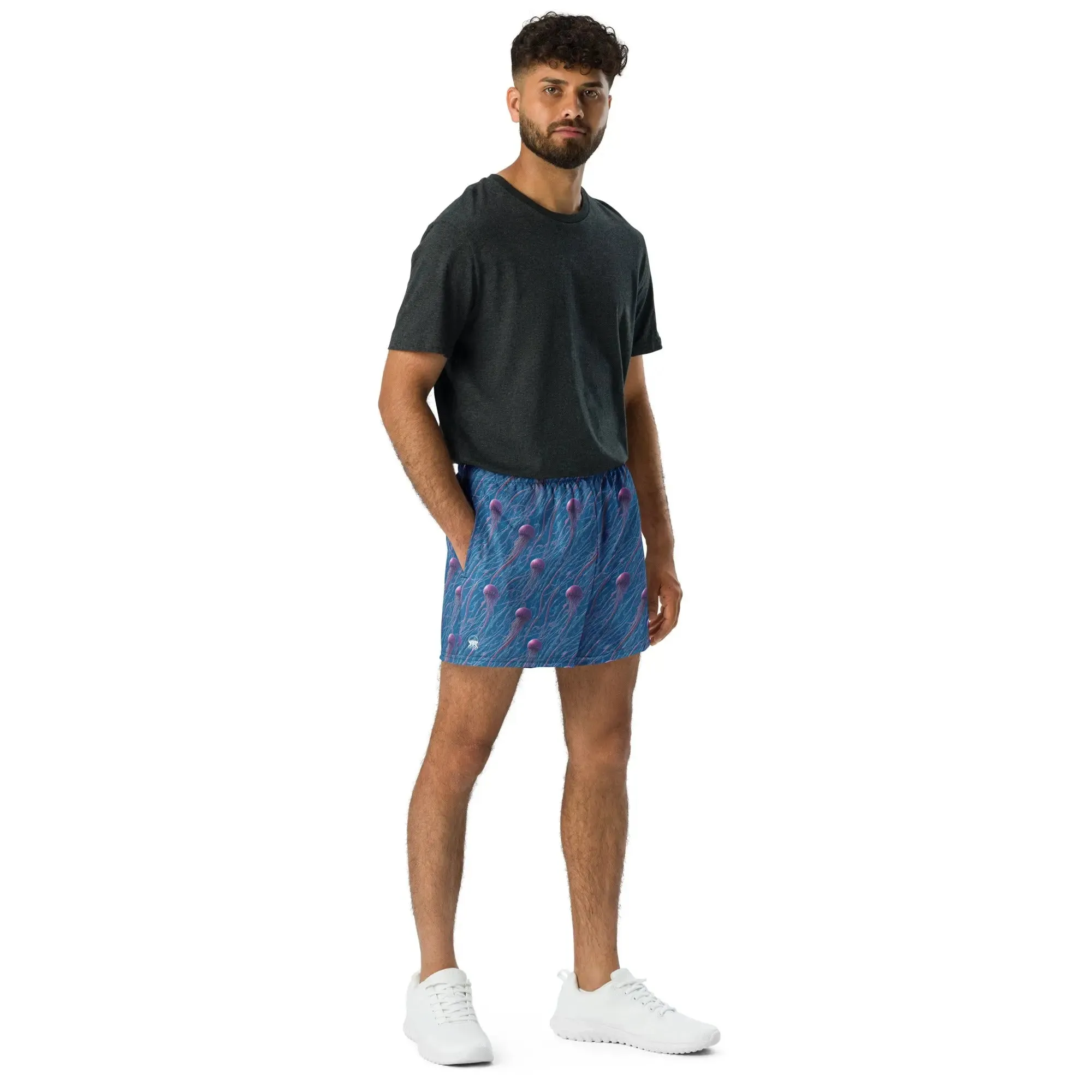 Unisex Athletic Shorts - Blue and Violet Jellyfishes