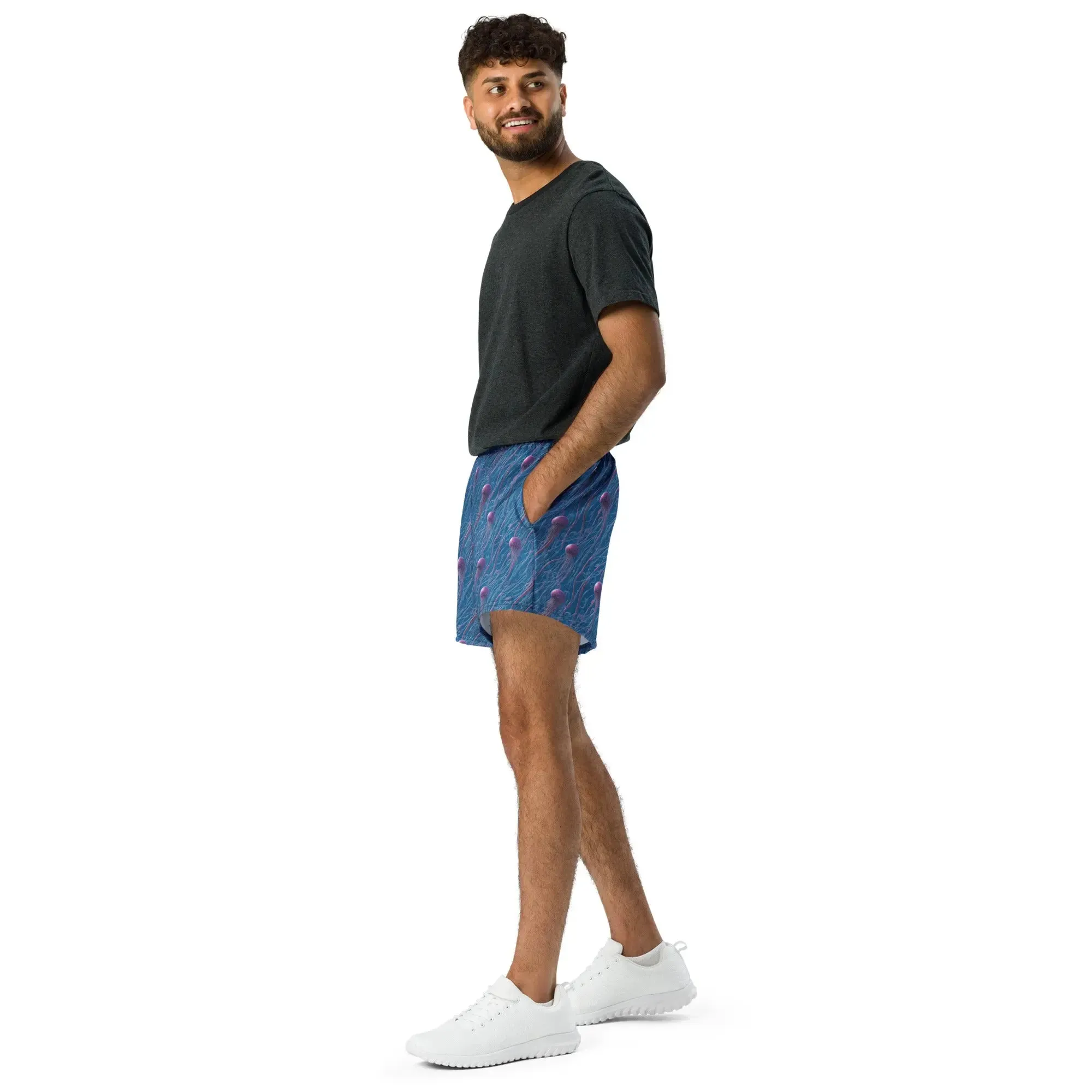 Unisex Athletic Shorts - Blue and Violet Jellyfishes