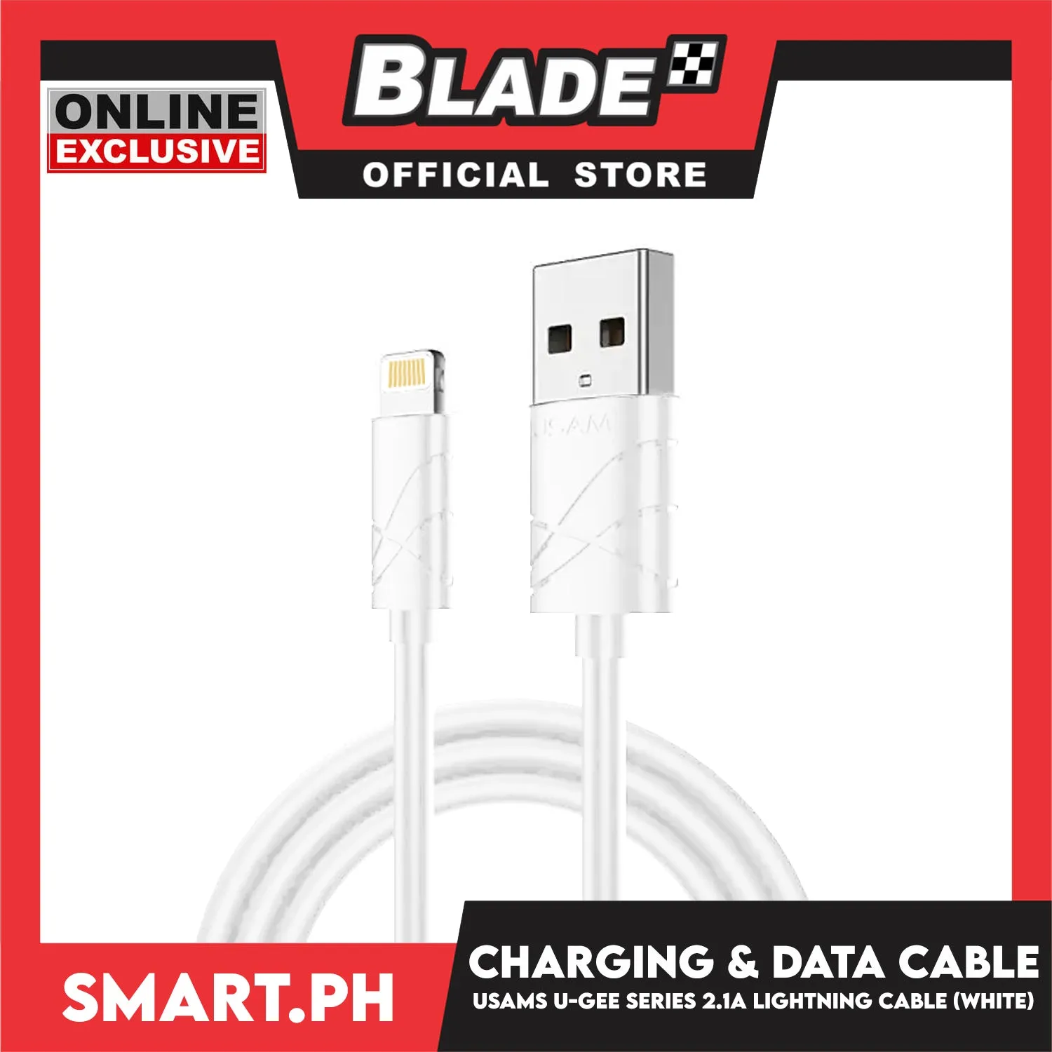 Usams U-Gee Series Charging And Data Cable 2.1A SUBJG12 (White) Cable Charger For iOS 6