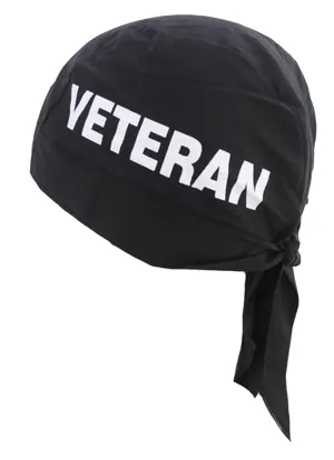 VETERAN Doo Rag MADE IN AMERICA Black Military Bandana Head Wrap Motorcycle Dorag