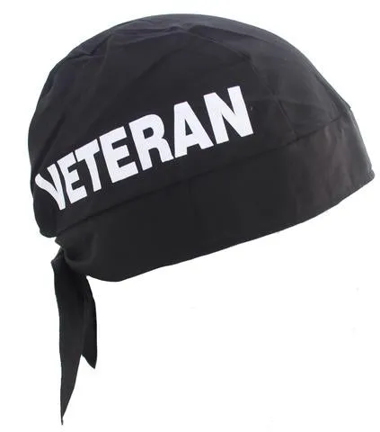 VETERAN Doo Rag MADE IN AMERICA Black Military Bandana Head Wrap Motorcycle Dorag