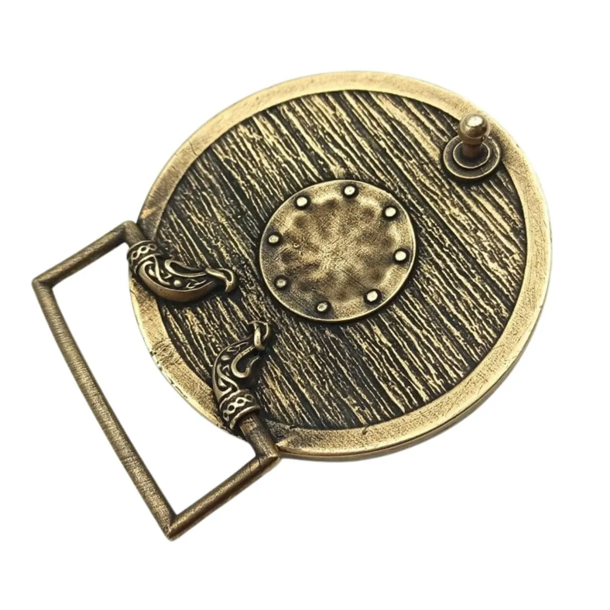 Viking shield belt buckle with Helm of Awe