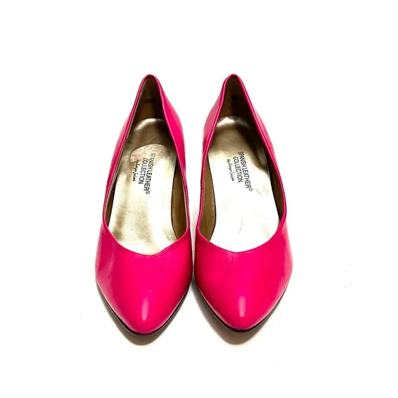 Vintage 1980s hot pink leather slip on pumps