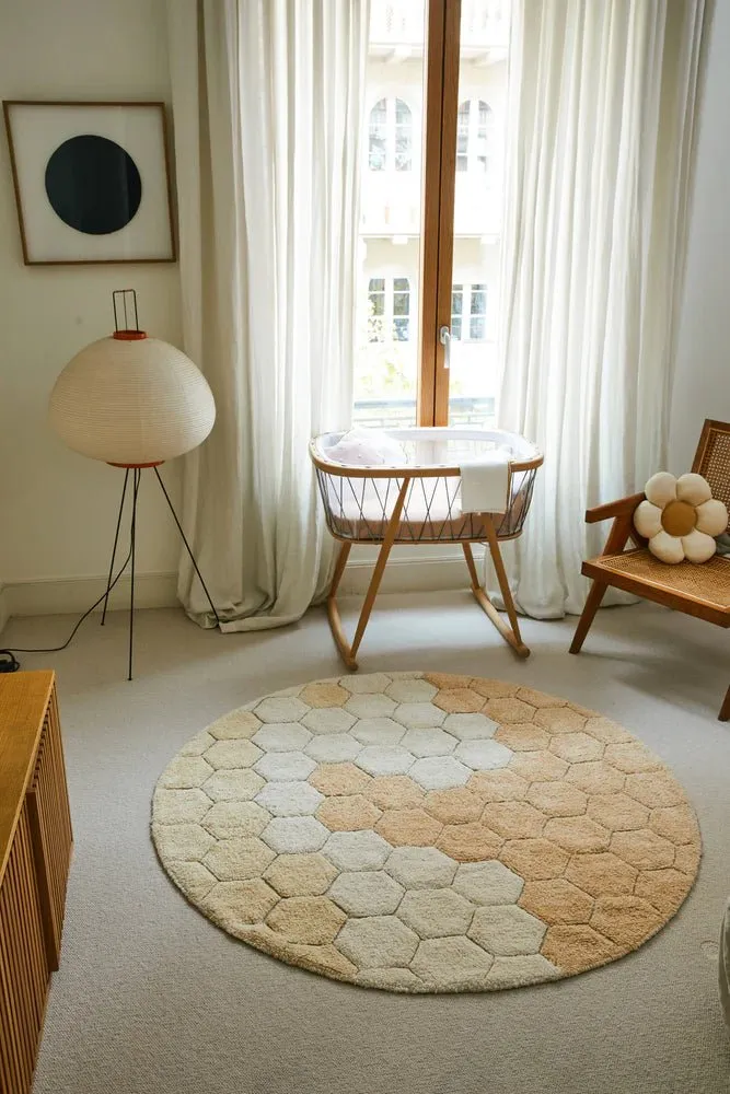 Washable Round Honeycomb Rug by Lorena Canals