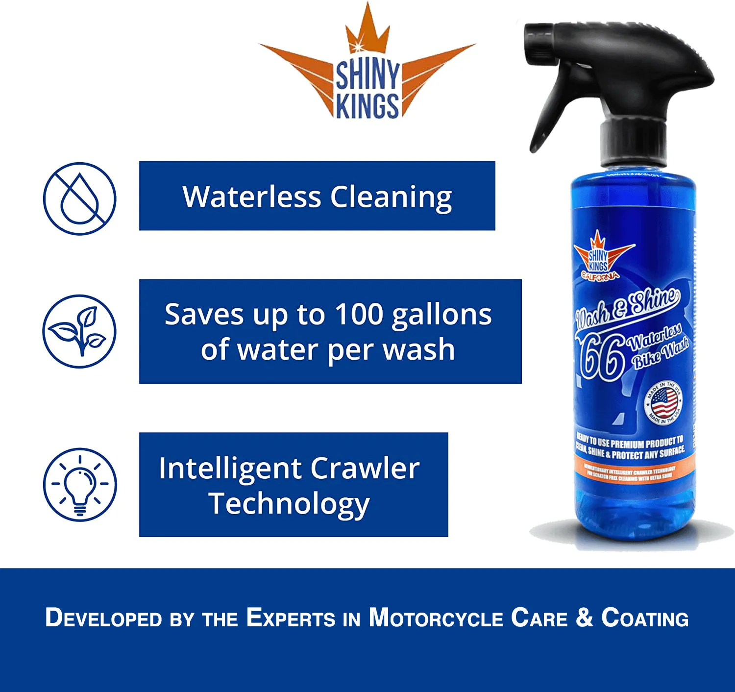 Wash&Shine 66 Waterless Motorcycle Cleaner – 4x16.9 fl. oz (Refill Pack)