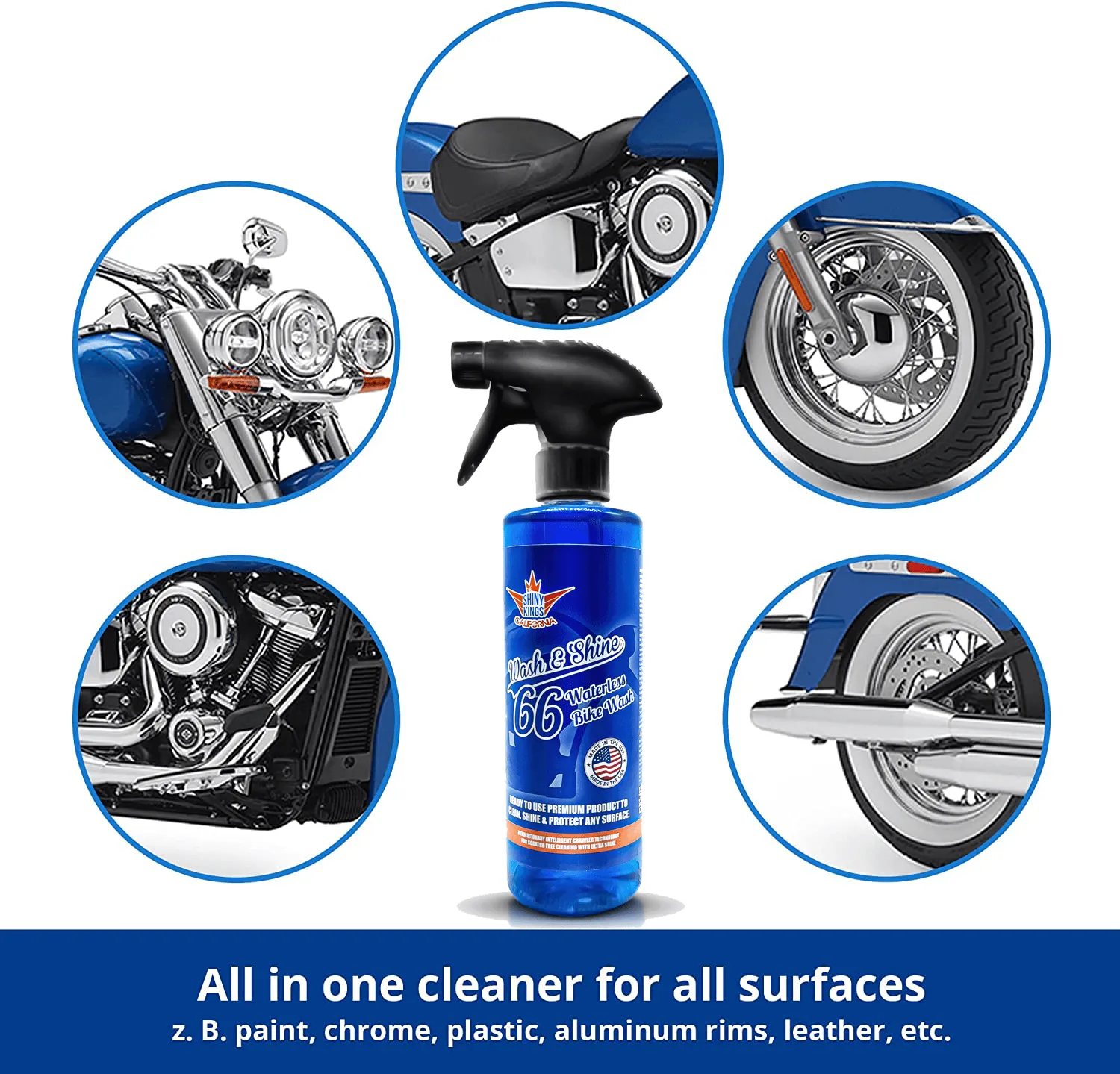 Wash&Shine 66 Waterless Motorcycle Cleaner Kit – 2x16 fl. oz   2xTowels