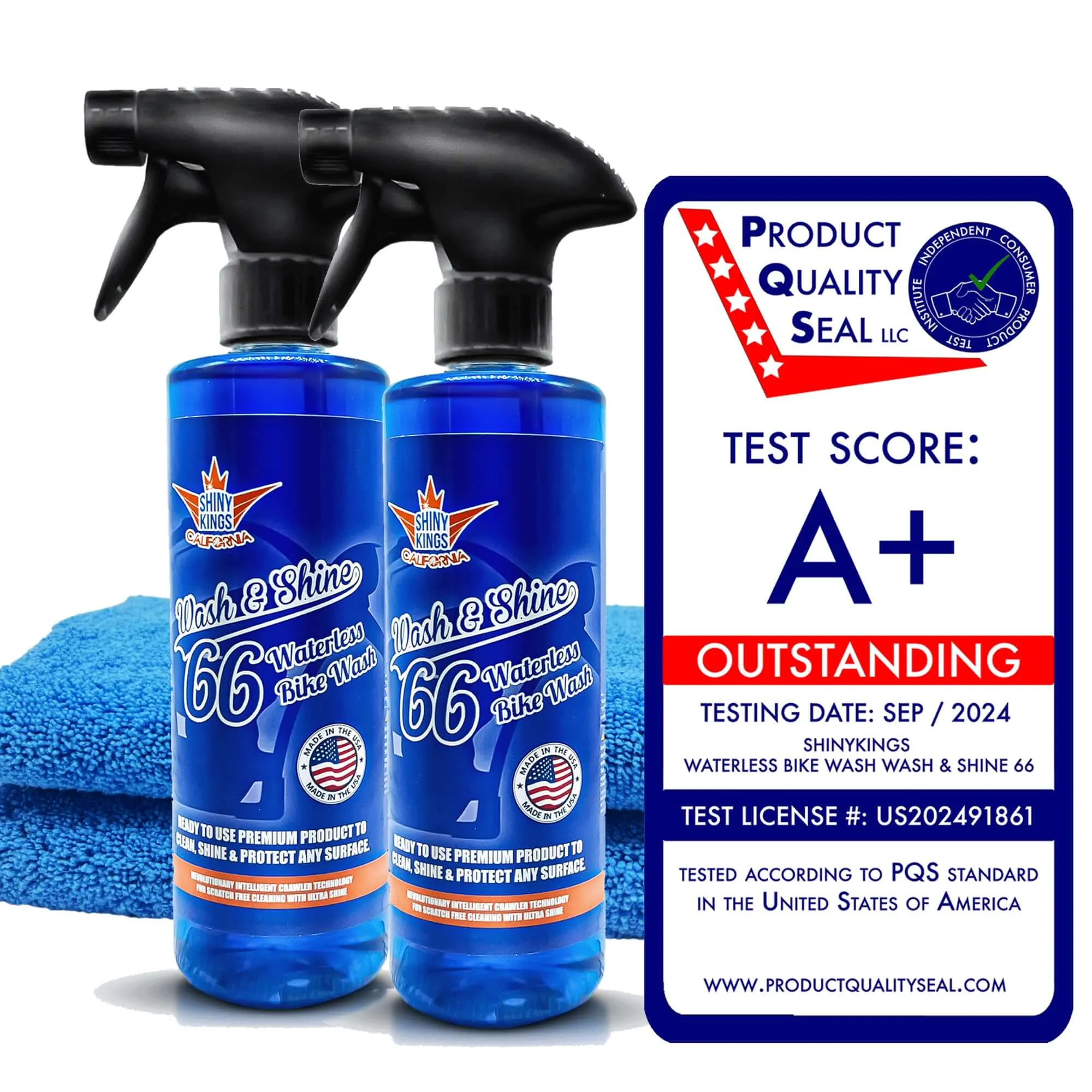 Wash&Shine 66 Waterless Motorcycle Cleaner Kit – 2x16 fl. oz   2xTowels