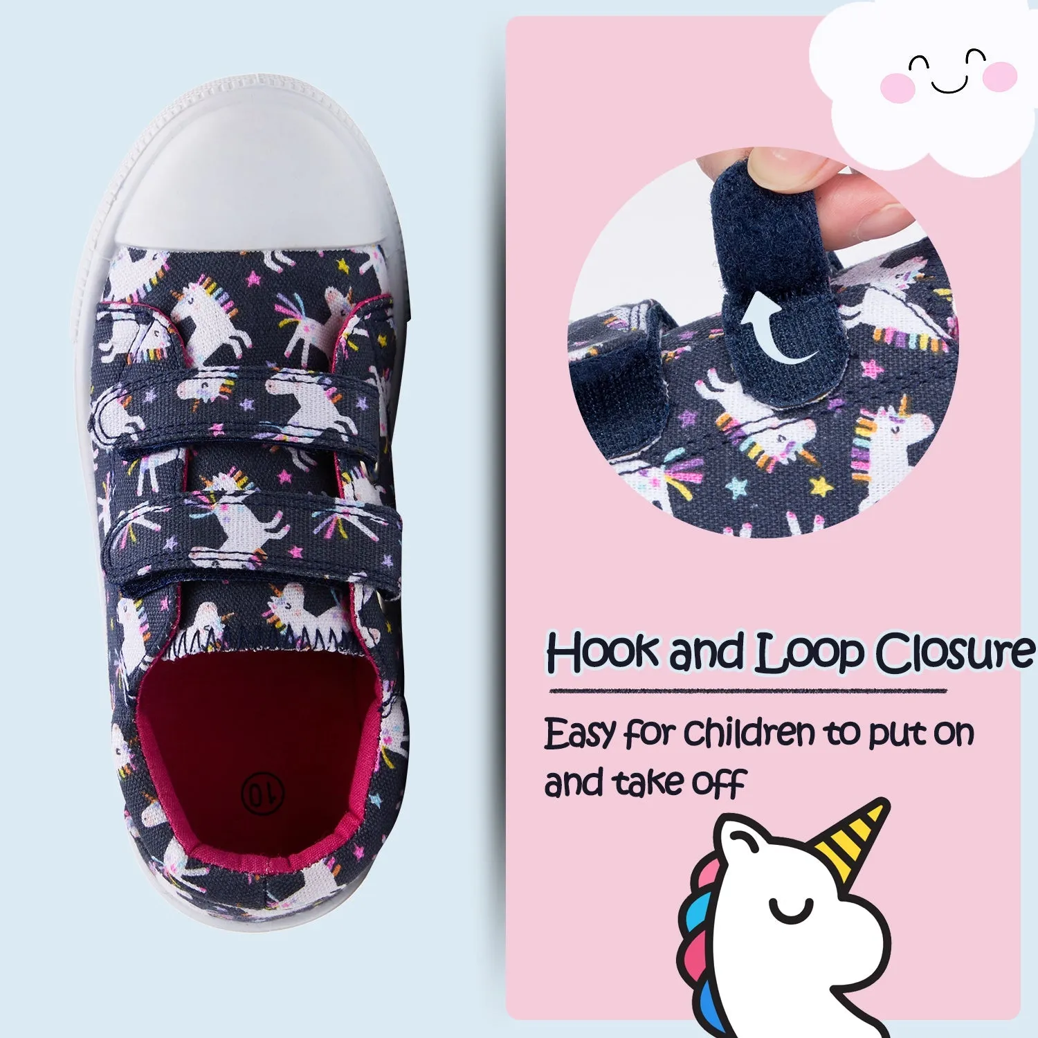 White Unicorn Double Velcro Dark Blue Sneakers