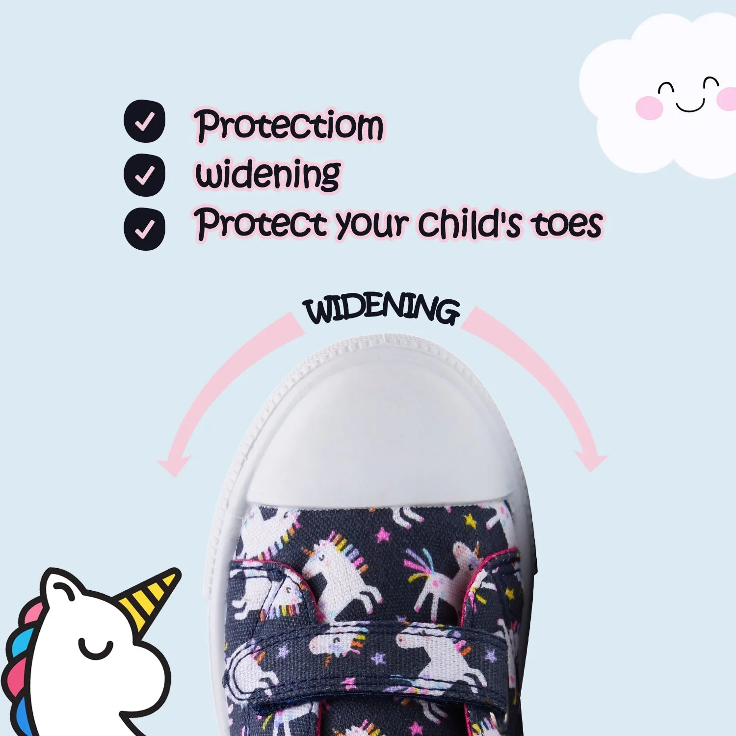 White Unicorn Double Velcro Dark Blue Sneakers