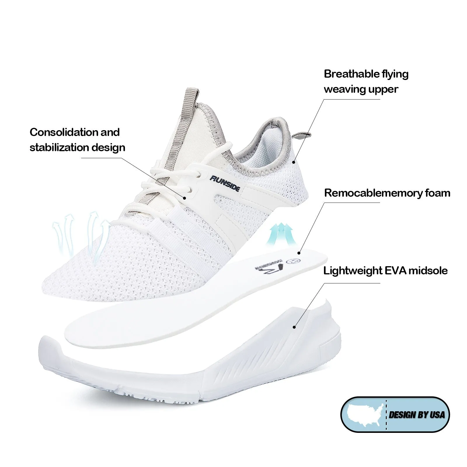 White/Pink/Black Lightweight Breathable Tennis Sneakers