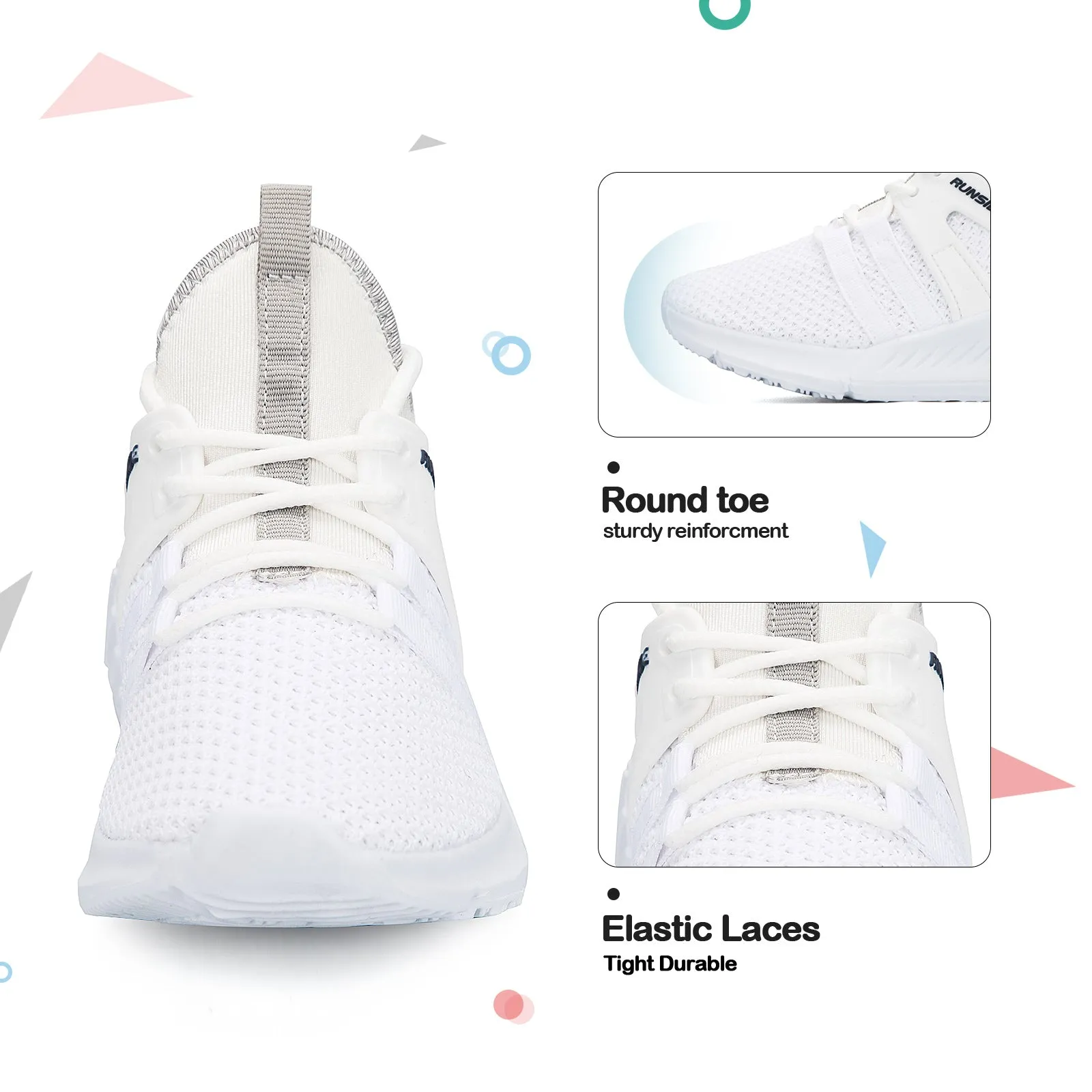 White/Pink/Black Lightweight Breathable Tennis Sneakers