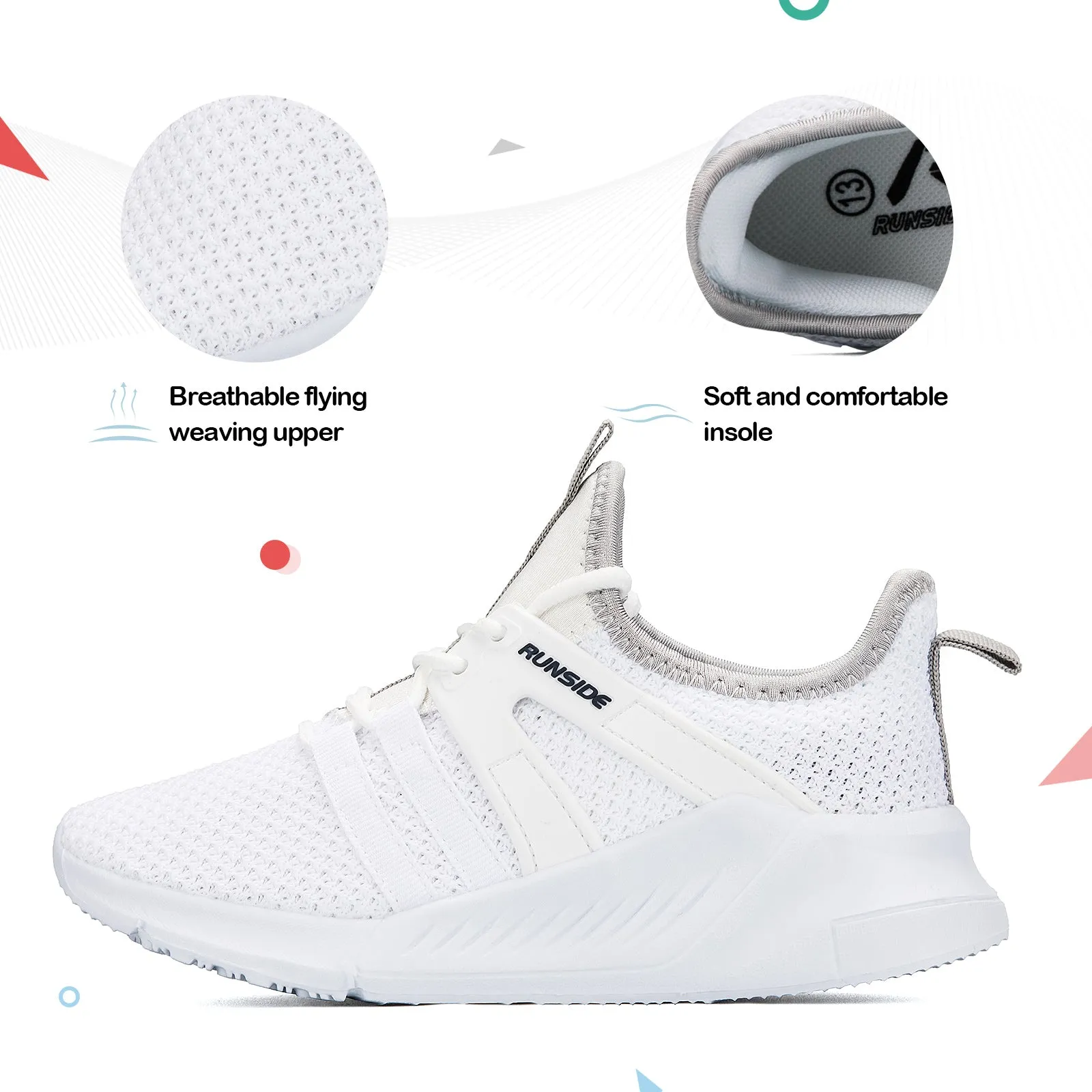 White/Pink/Black Lightweight Breathable Tennis Sneakers