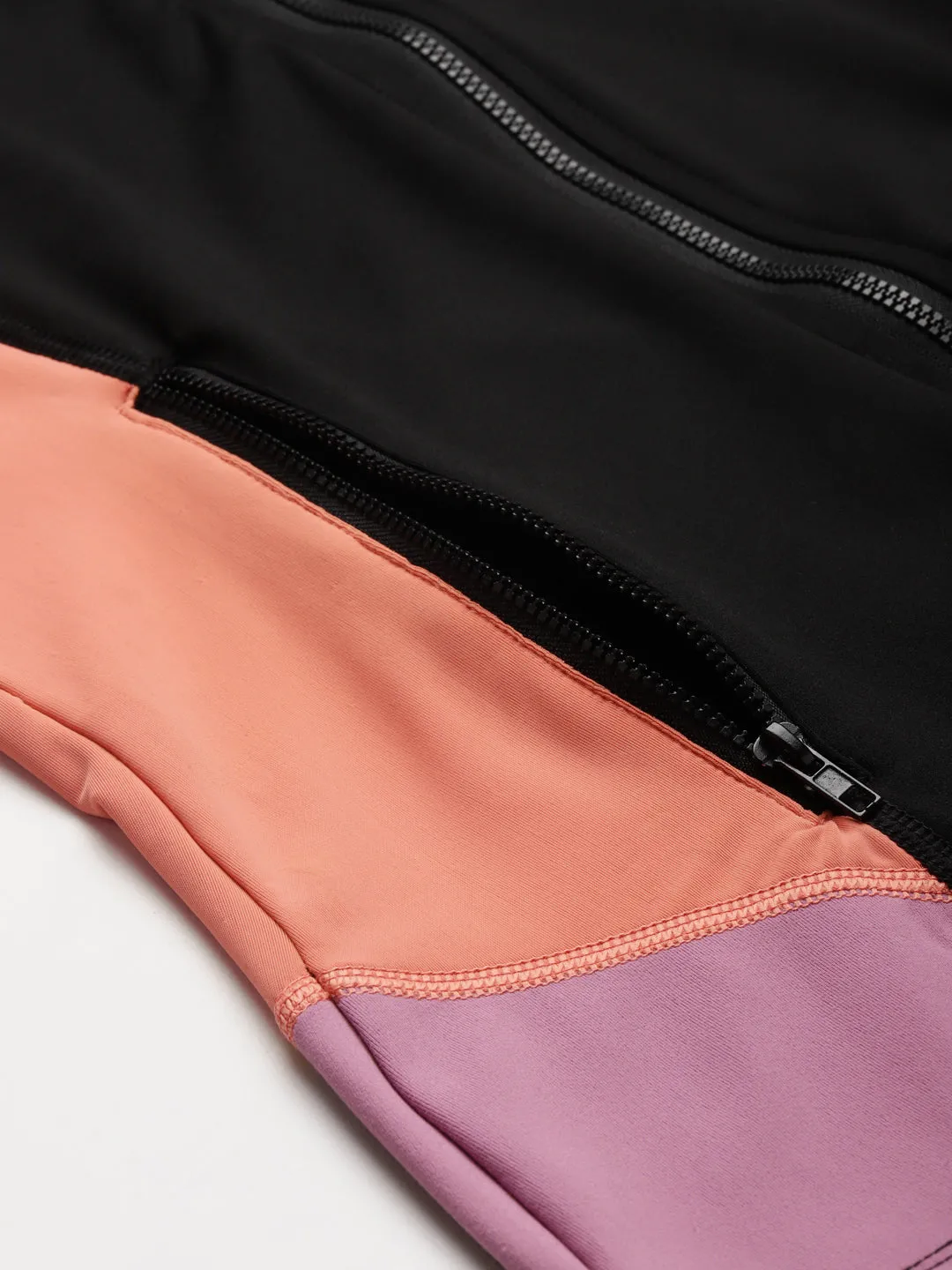 Women's Black & Orange Colourblocked Training Quick Dry Sporty Jacket