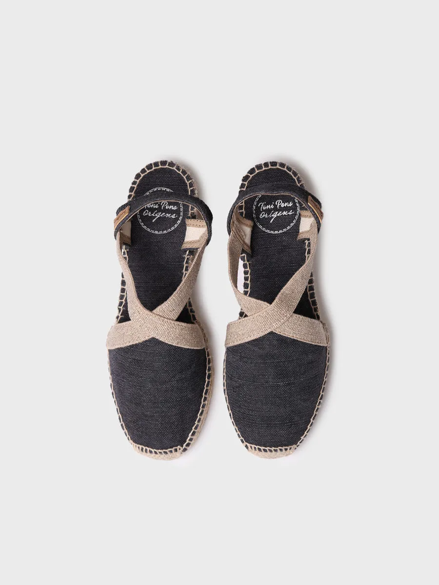 Women's flat vegan espadrilles in cotton fabric - VERDI-V