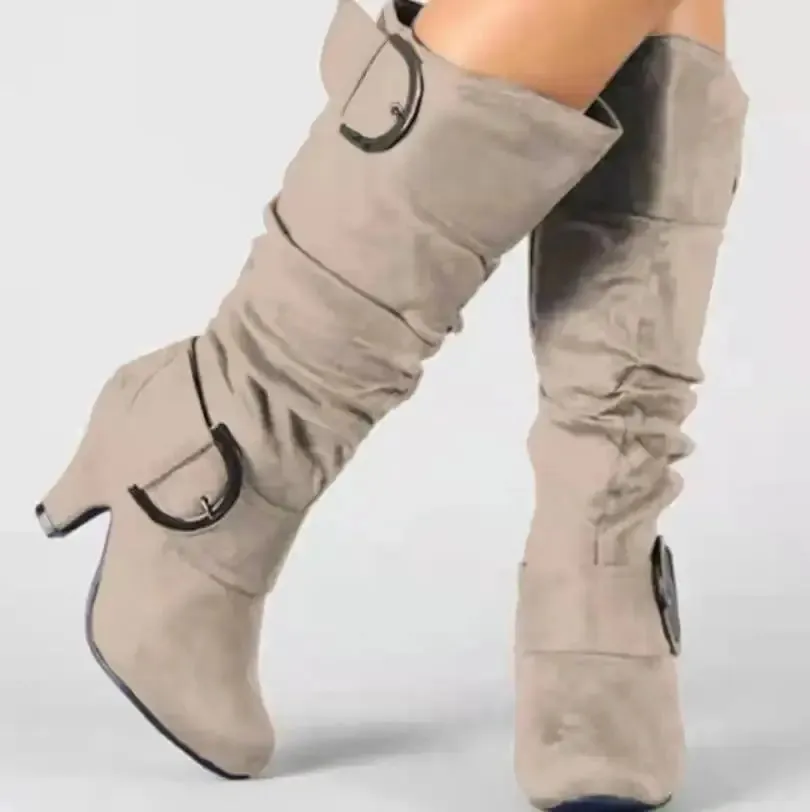 Women's large size boots casual calf boots Fashionable Women Booties