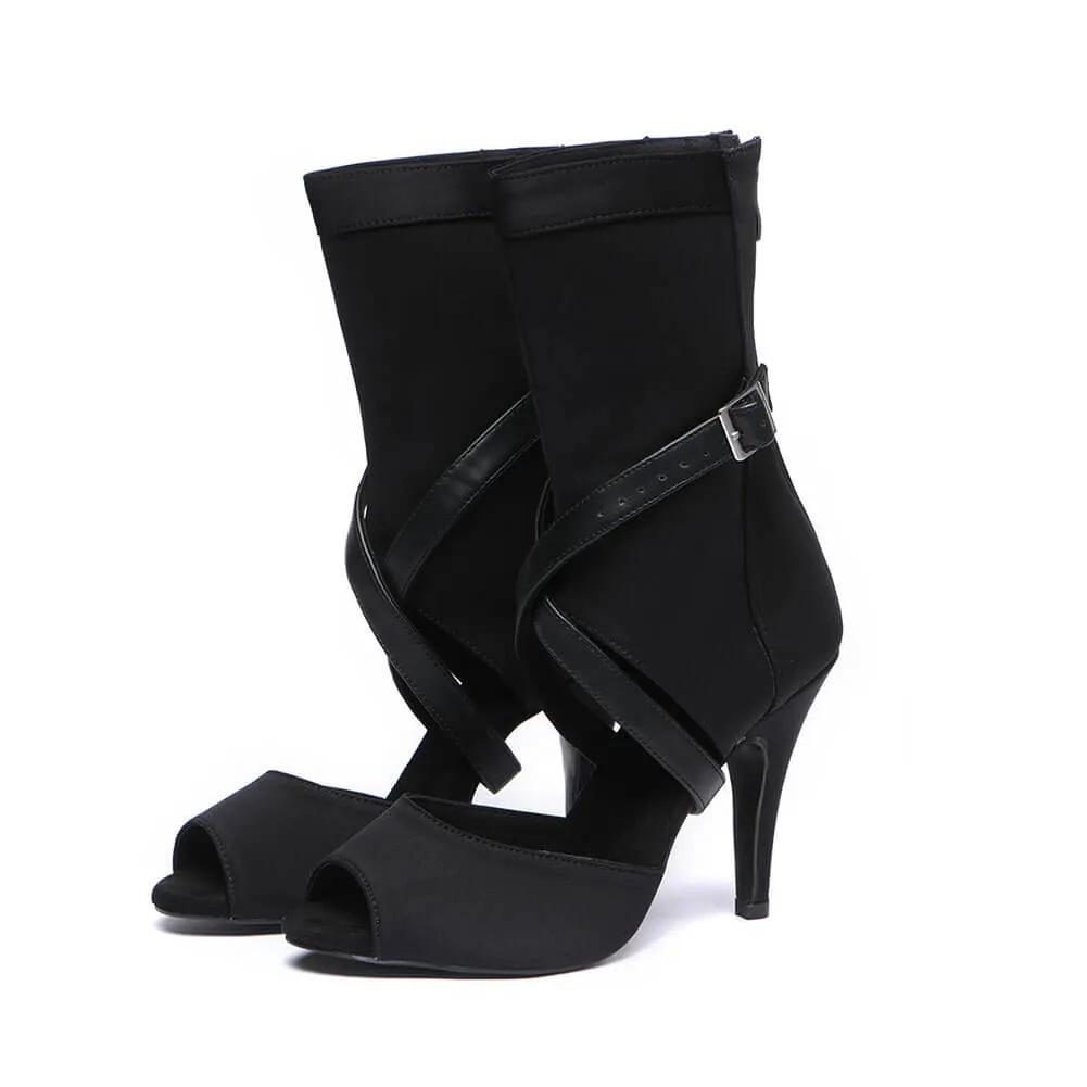 Women's Peep Toe High Heel Ankle Boots