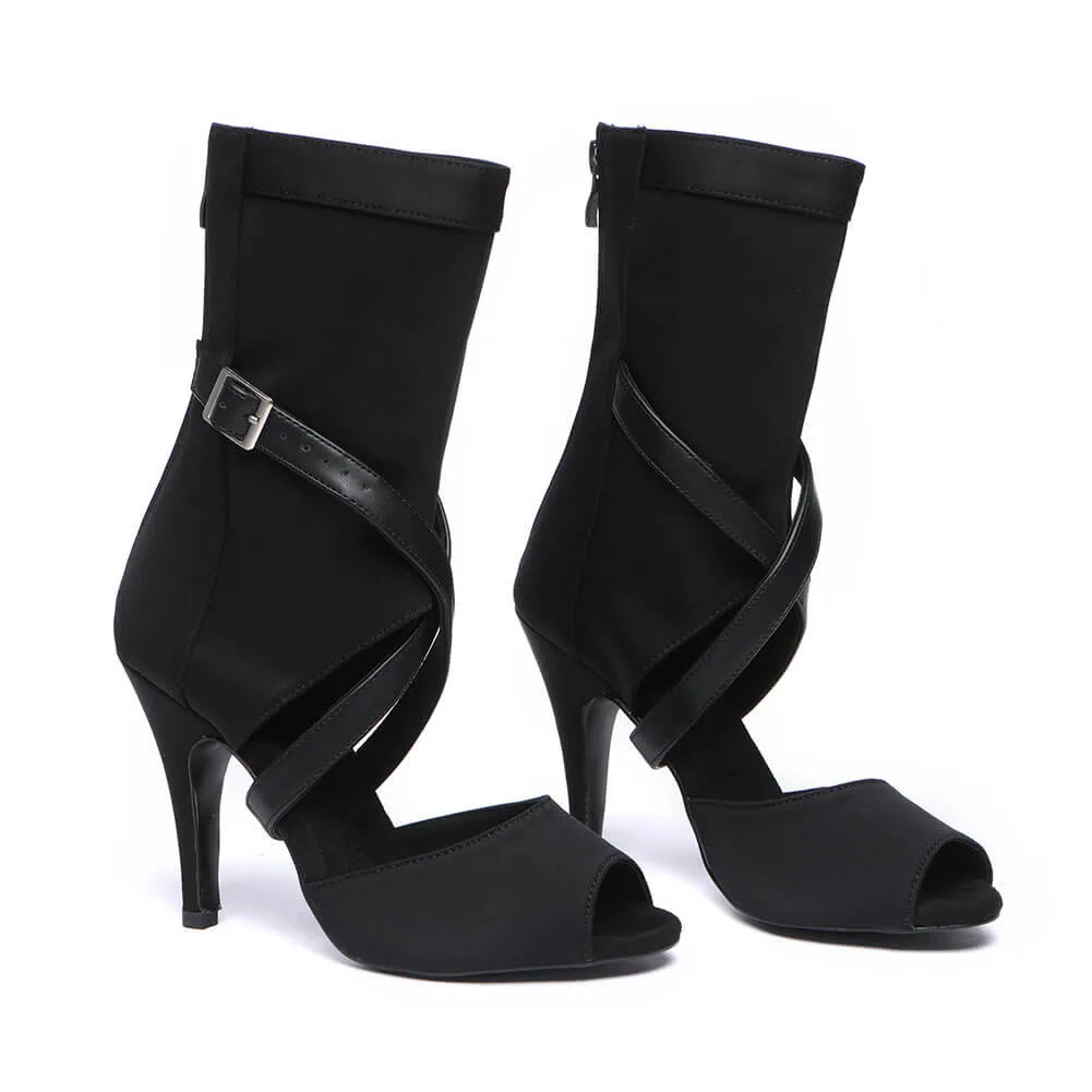Women's Peep Toe High Heel Ankle Boots