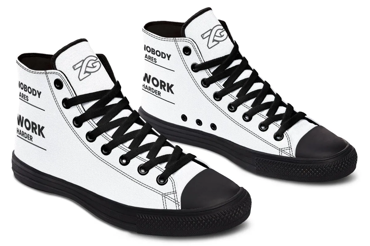 Work Harder White - High Tops