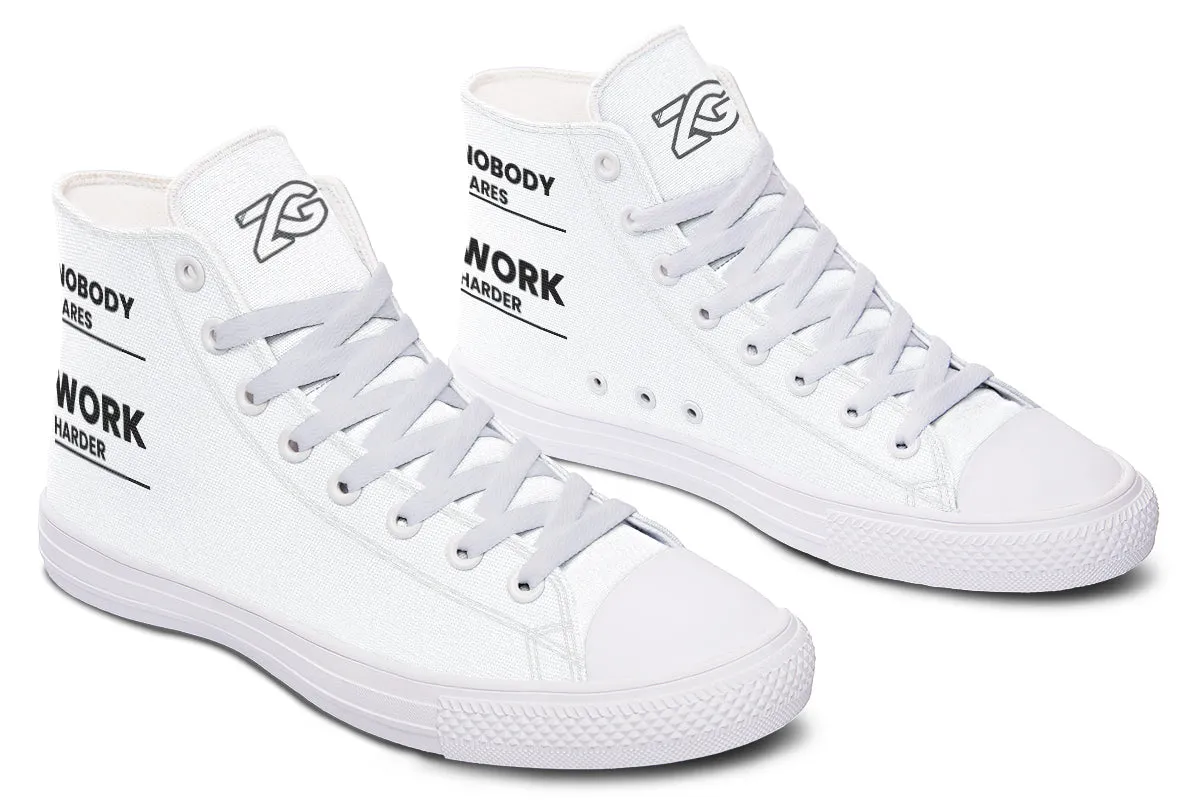 Work Harder White - High Tops