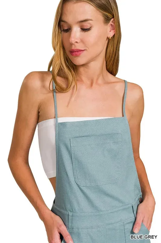 Woven Spaghetti Strap Overalls