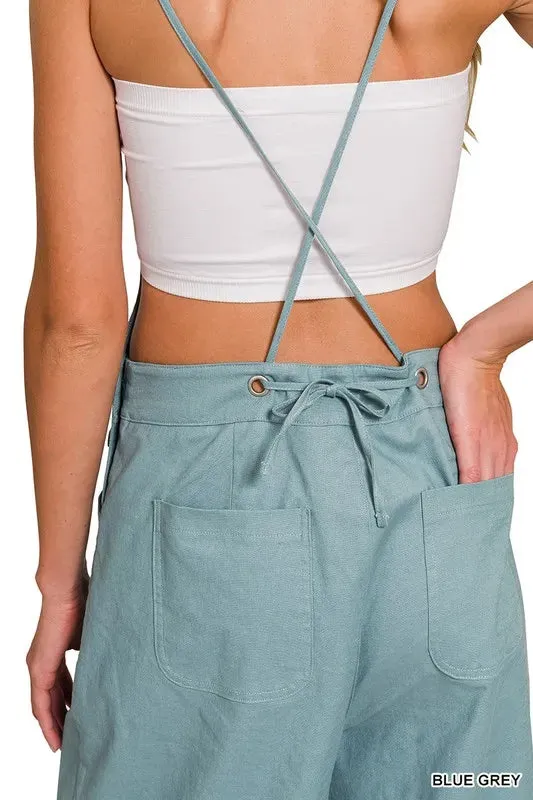 Woven Spaghetti Strap Overalls