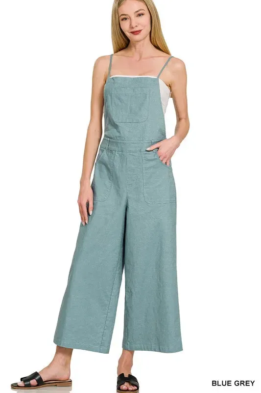 Woven Spaghetti Strap Overalls
