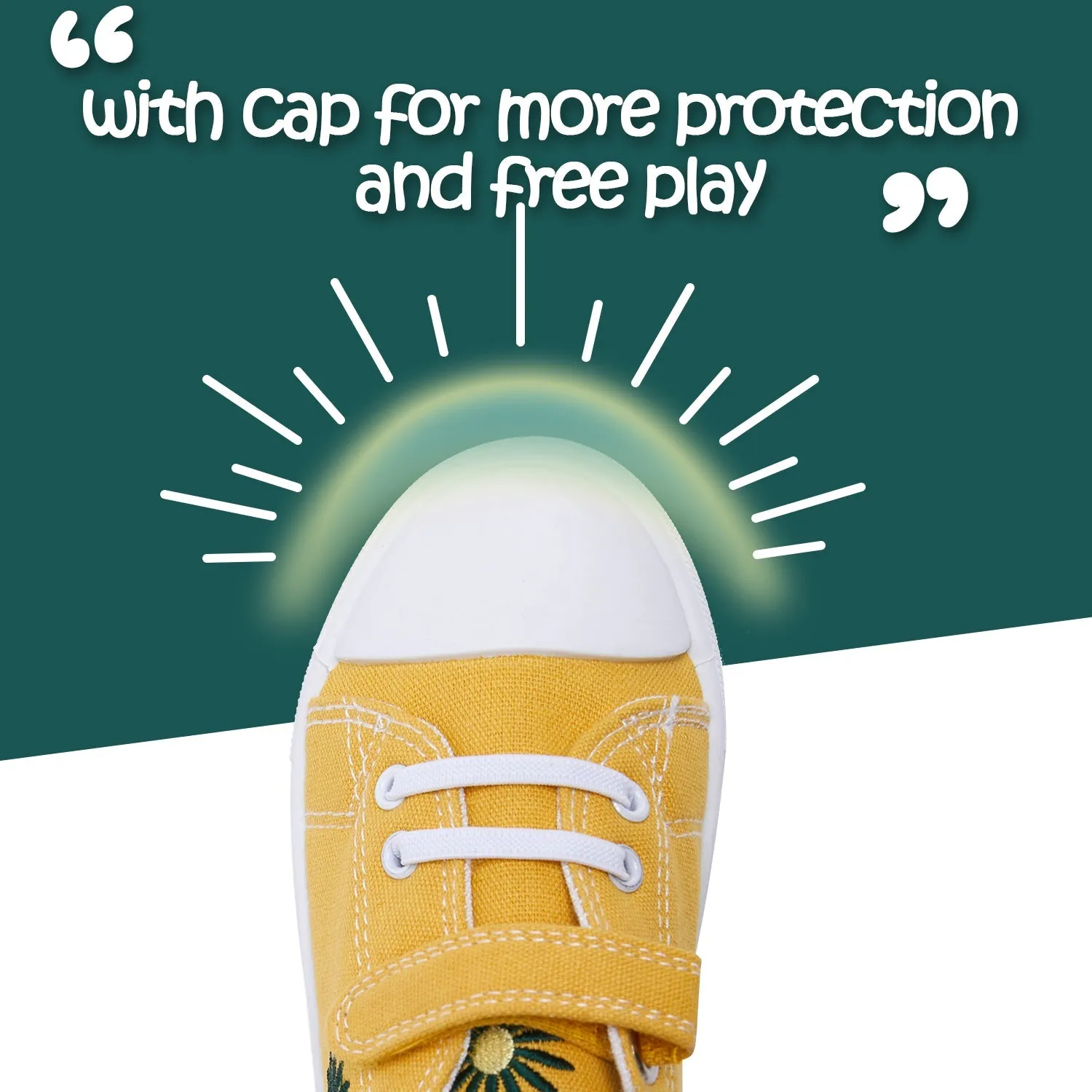 Yellow Daisy Single Hook and Loop Canvas Sneakers