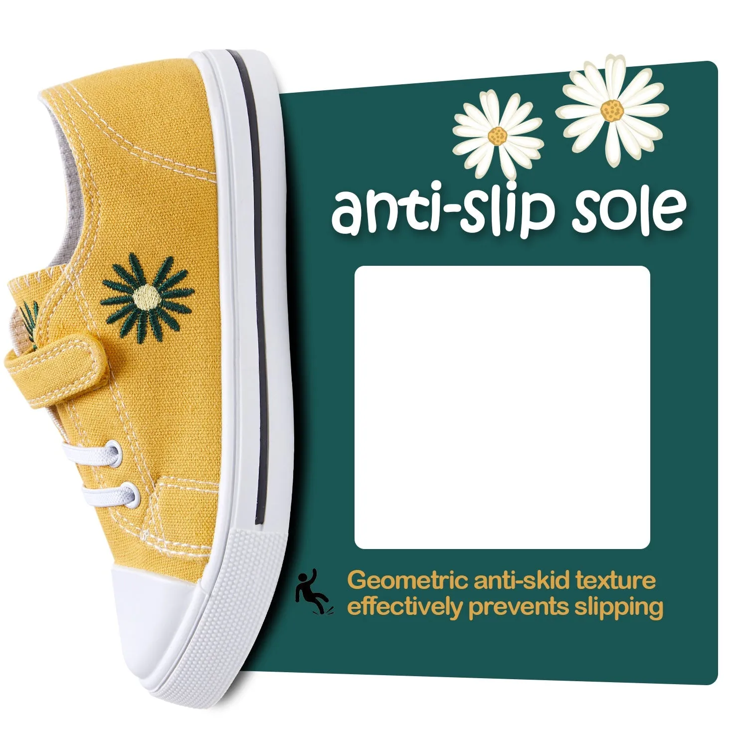 Yellow Daisy Single Hook and Loop Canvas Sneakers