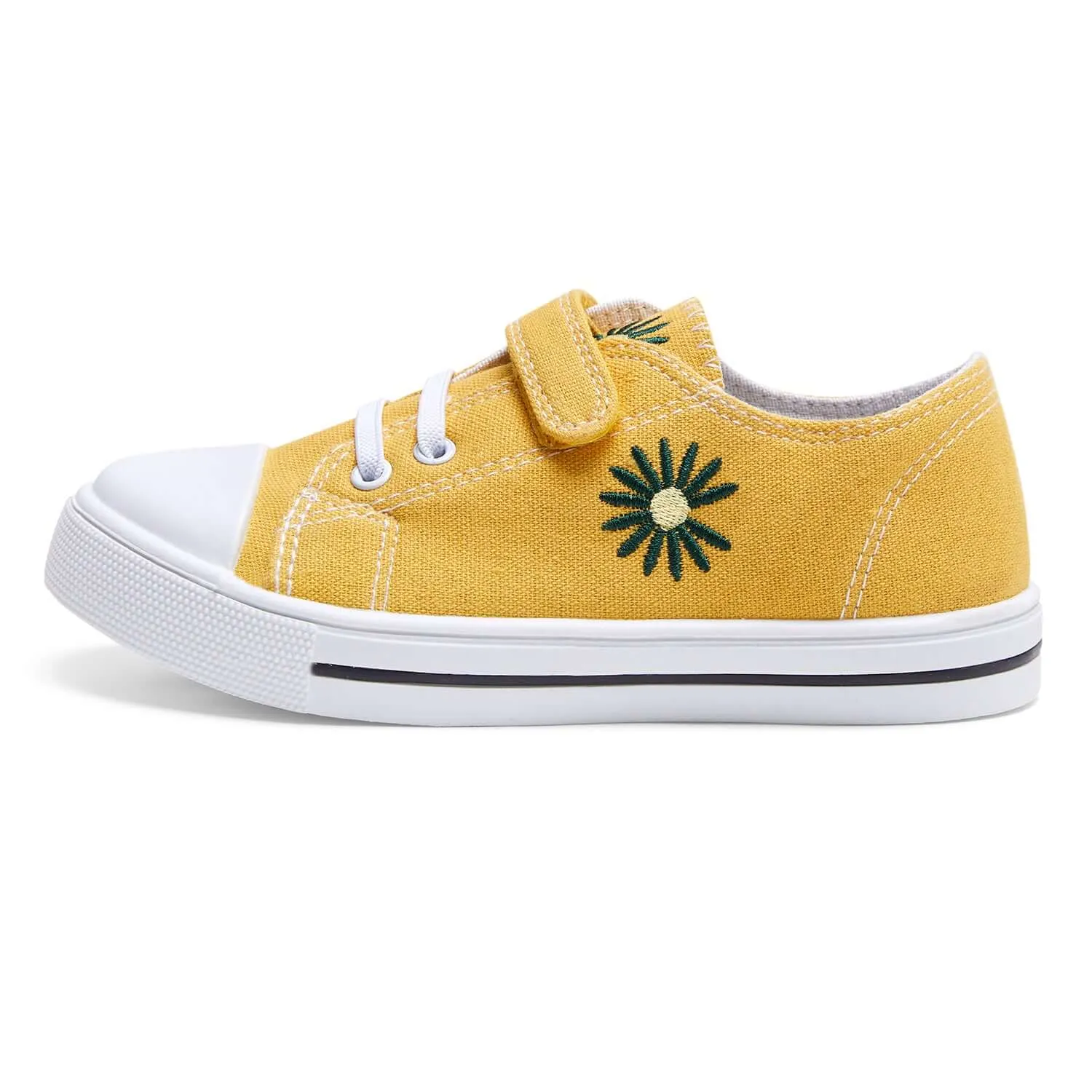 Yellow Daisy Single Hook and Loop Canvas Sneakers