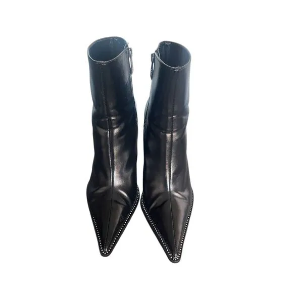 Zara Pointed Toe Rhinestone Embellished Stiletto Booties Black EU 40 ( 9)