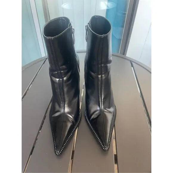 Zara Pointed Toe Rhinestone Embellished Stiletto Booties Black EU 40 ( 9)